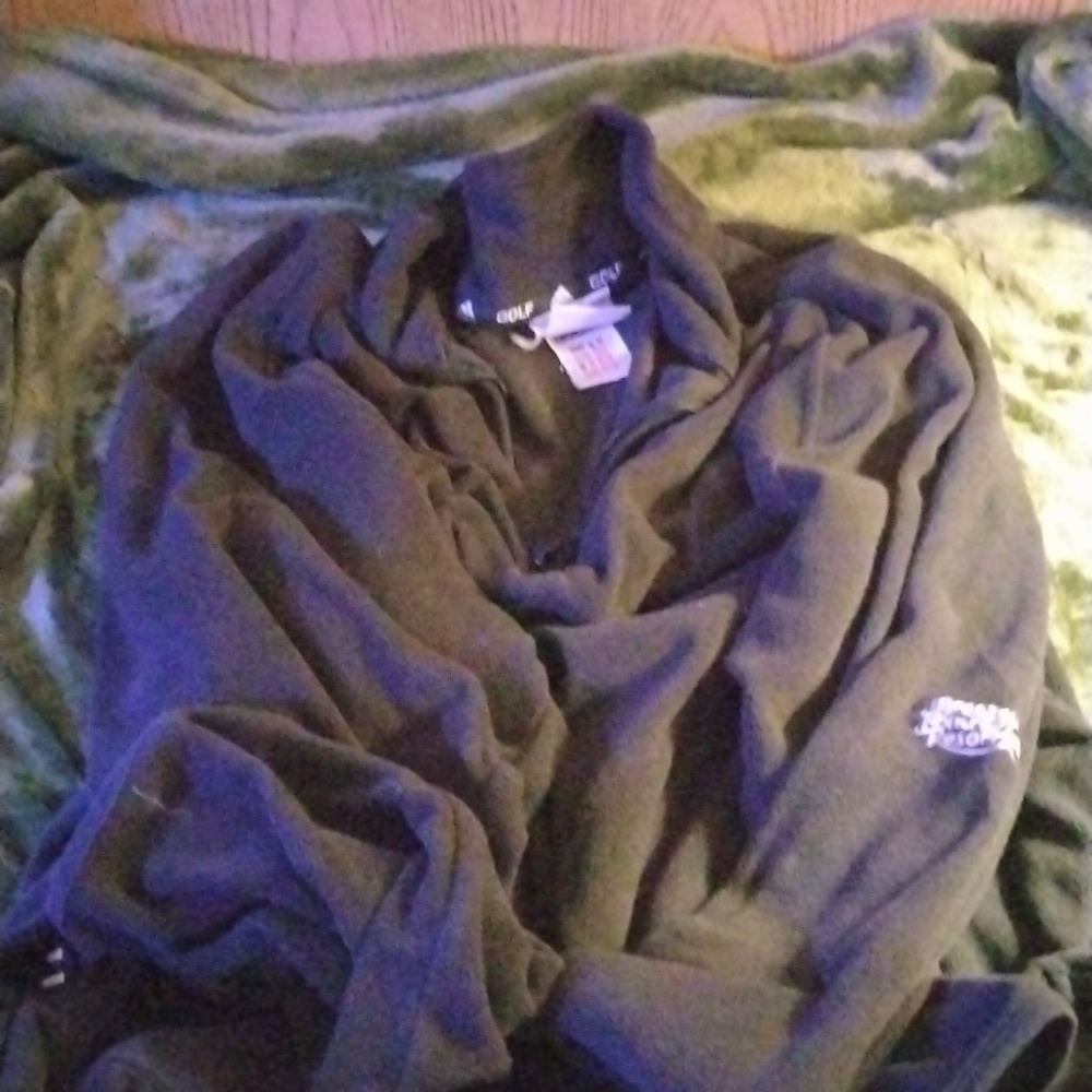Adidas zip up, felt texture, breezy point resort patch on arm, Medium, Mens
